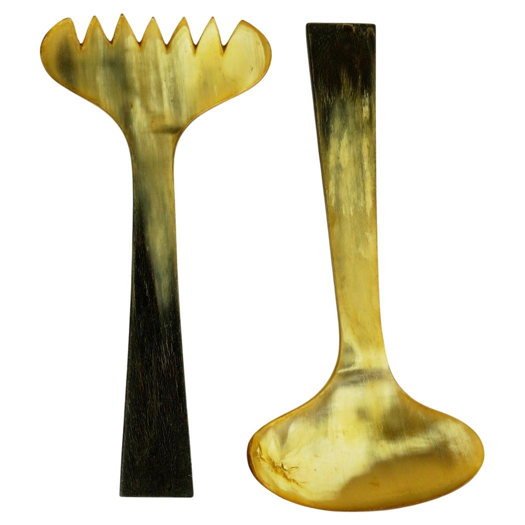 Hagenauer Vienna Midcentury Horn Salad Servers For Sale