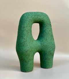 Hagi Green Raku Clay Ceramic Sculpture by Stephanie Phillips