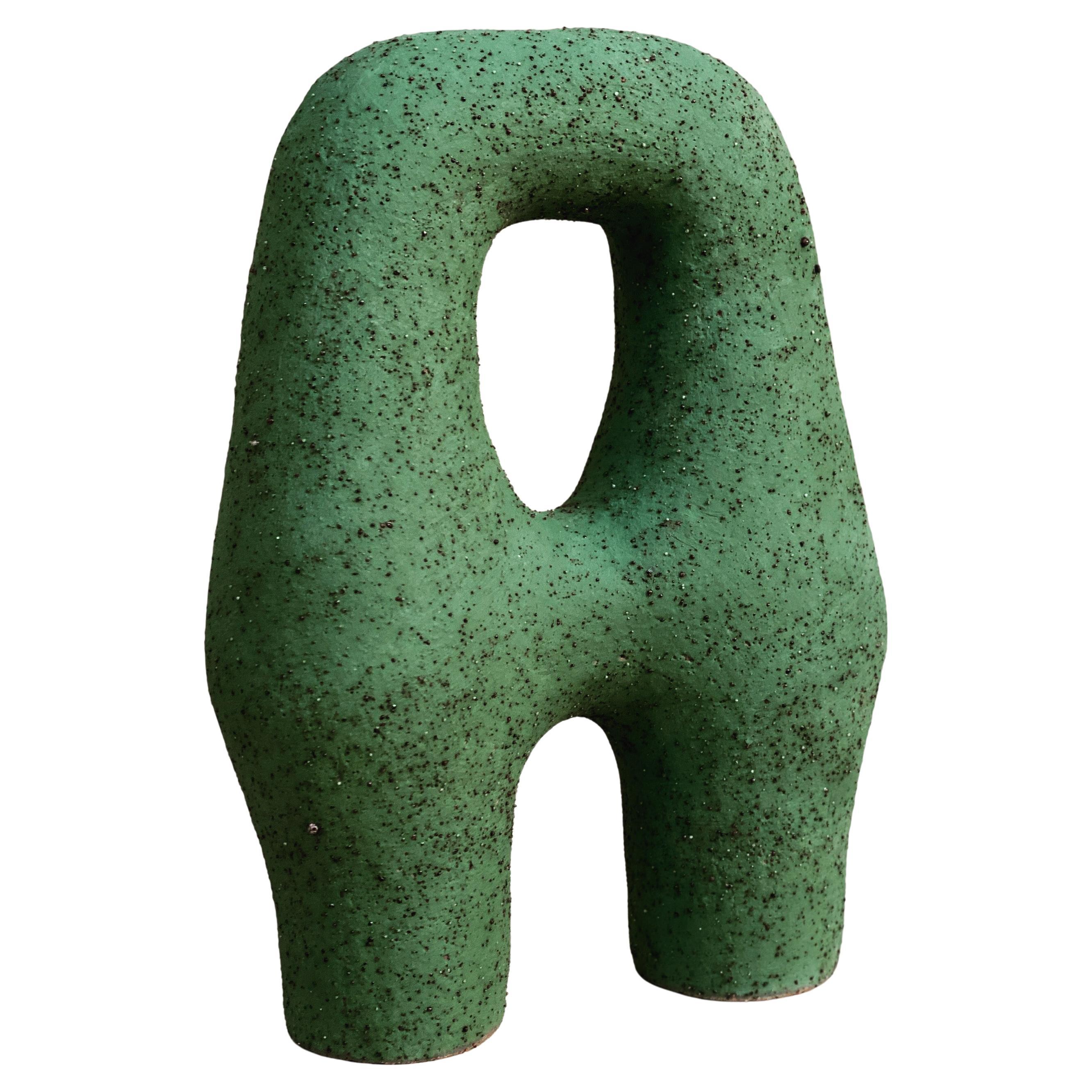 Hagi Green Raku Clay Ceramic Sculpture by Stephanie Phillips