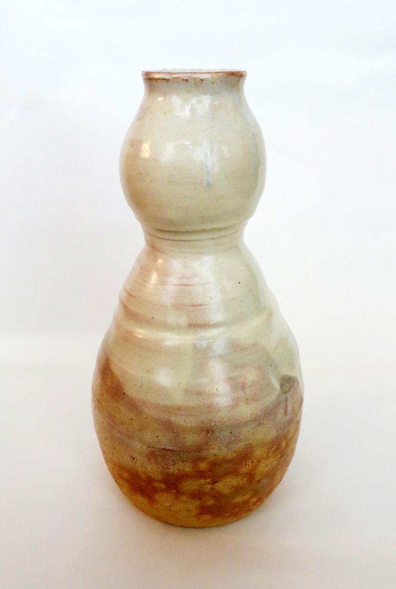 Japonisme Hagi Ikebana Vase by Kyusetsu Miwa X Japanese Studio Pottery For Sale