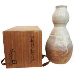 Vintage Hagi Ikebana Vase by Kyusetsu Miwa X Japanese Studio Pottery