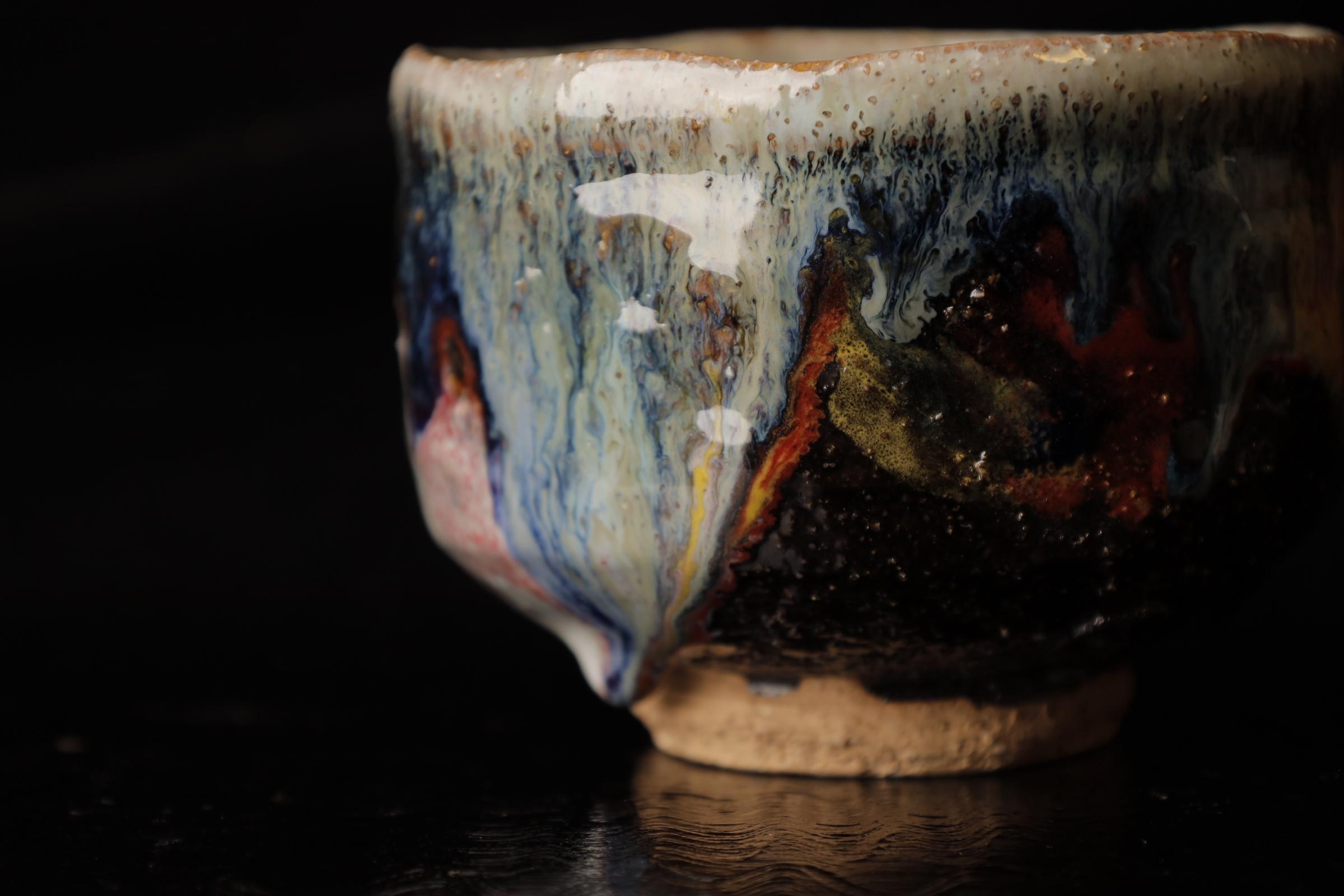 Glazed Hagi-ware Chawn (tea bowl) by famous Seigan Yamane For Sale