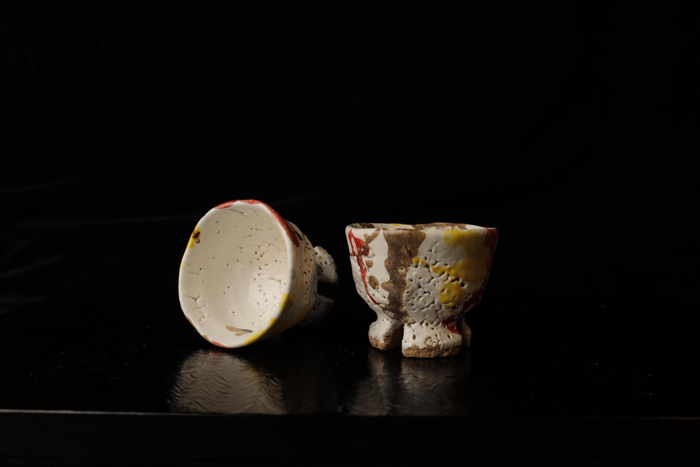 Tazas de té  del famoso artista Seigan Yamane. Cerámica estilo Hagi. en venta 4