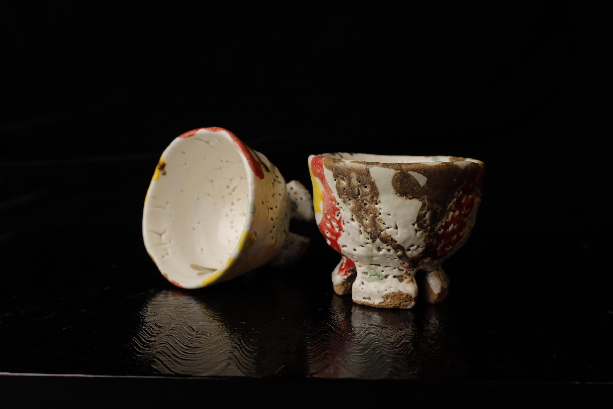 Tazas de té  del famoso artista Seigan Yamane. Cerámica estilo Hagi. en venta 5