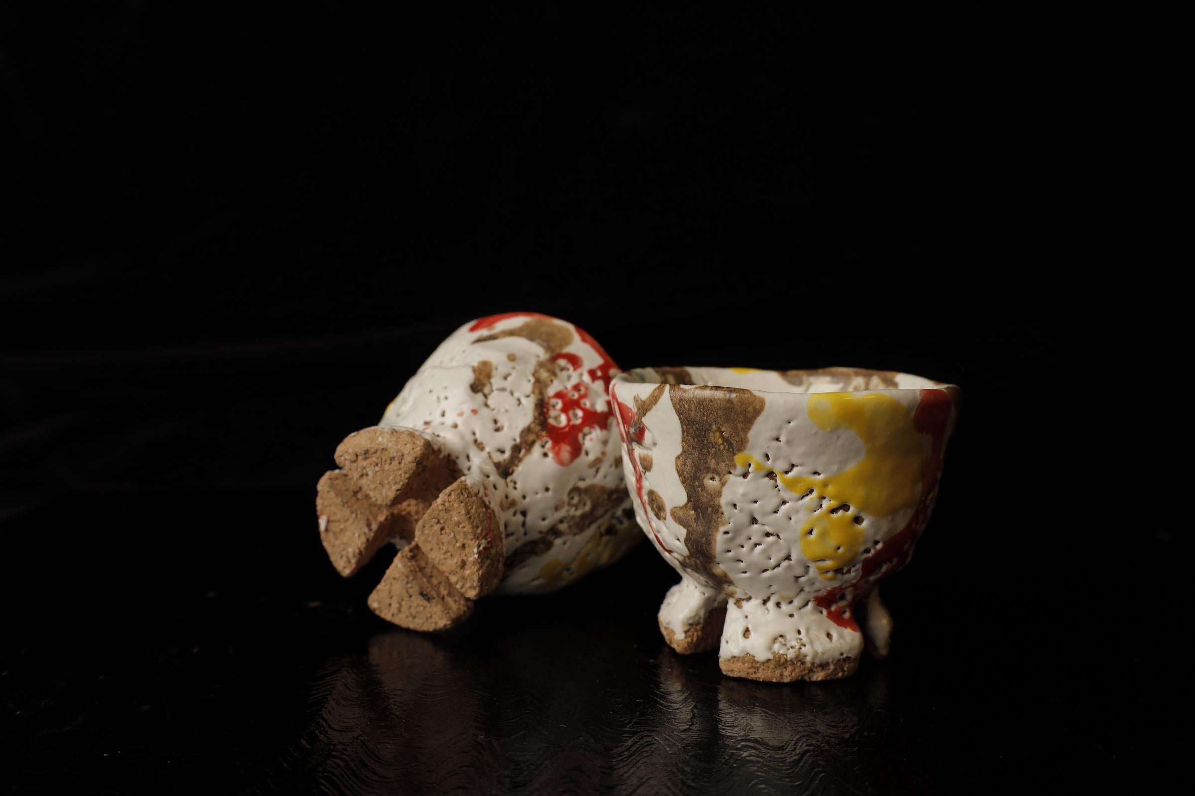 Tazas de té  del famoso artista Seigan Yamane. Cerámica estilo Hagi. en venta 6