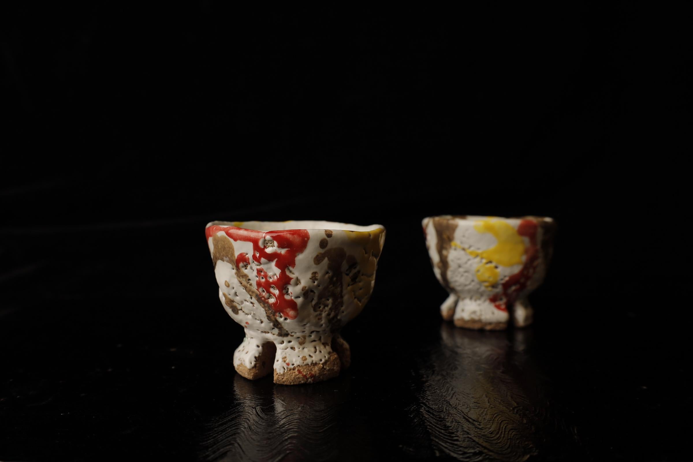 Tazas de té  del famoso artista Seigan Yamane. Cerámica estilo Hagi. en venta 7