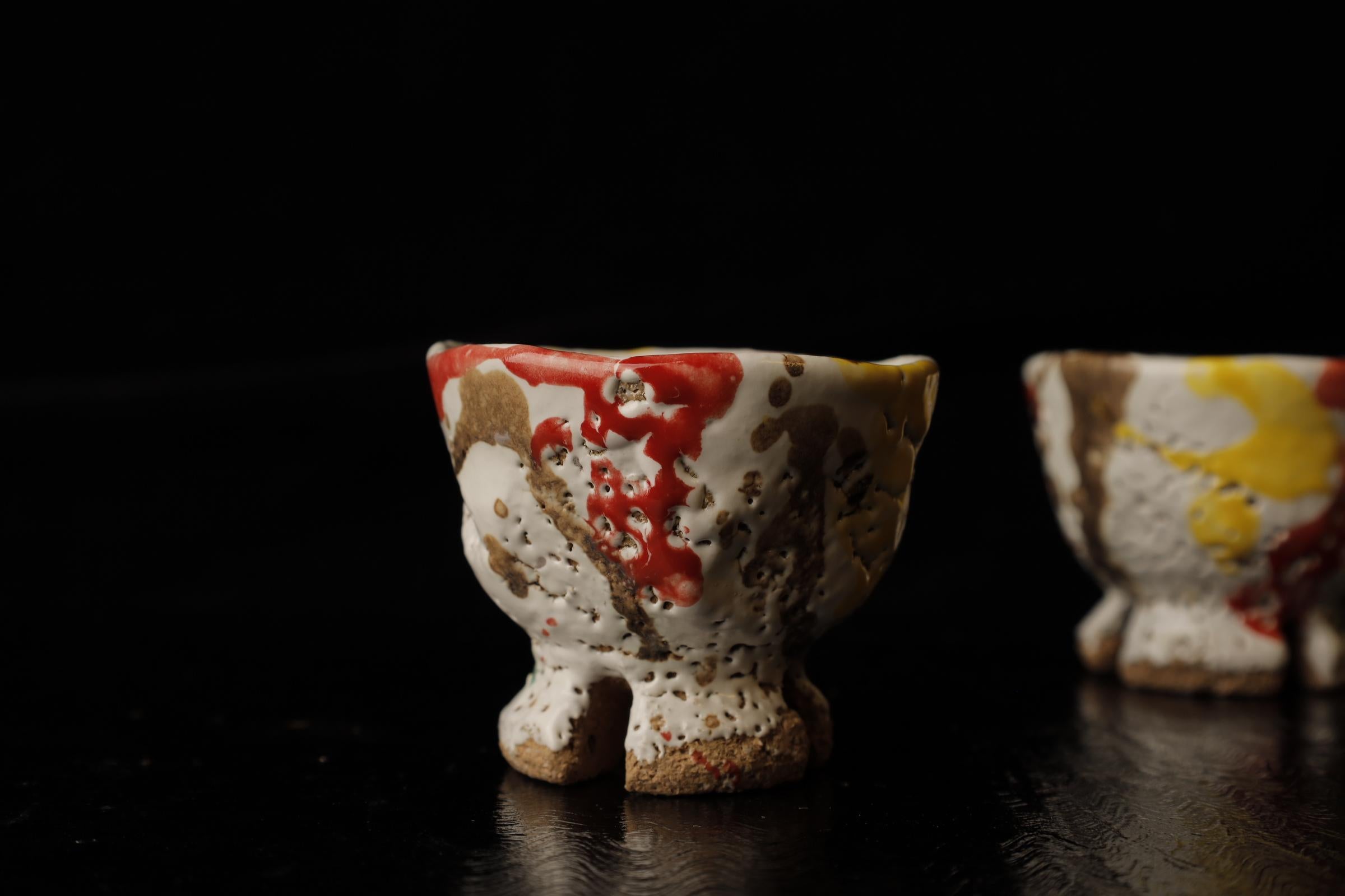 Tazas de té  del famoso artista Seigan Yamane. Cerámica estilo Hagi. en venta 8