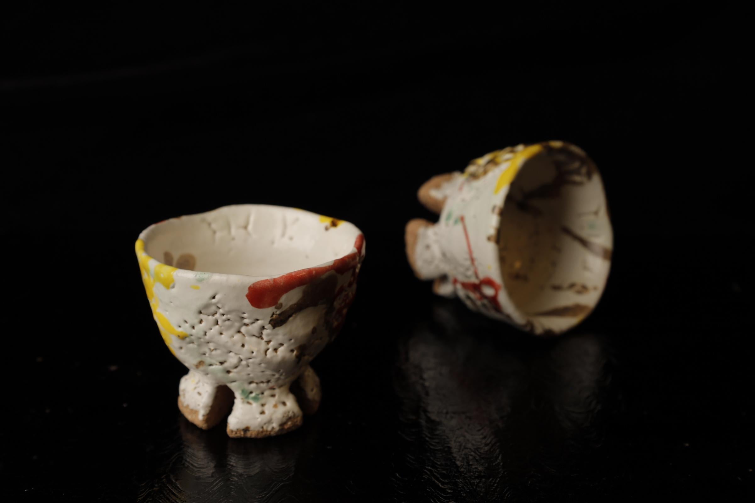 Tazas de té  del famoso artista Seigan Yamane. Cerámica estilo Hagi. en venta 9