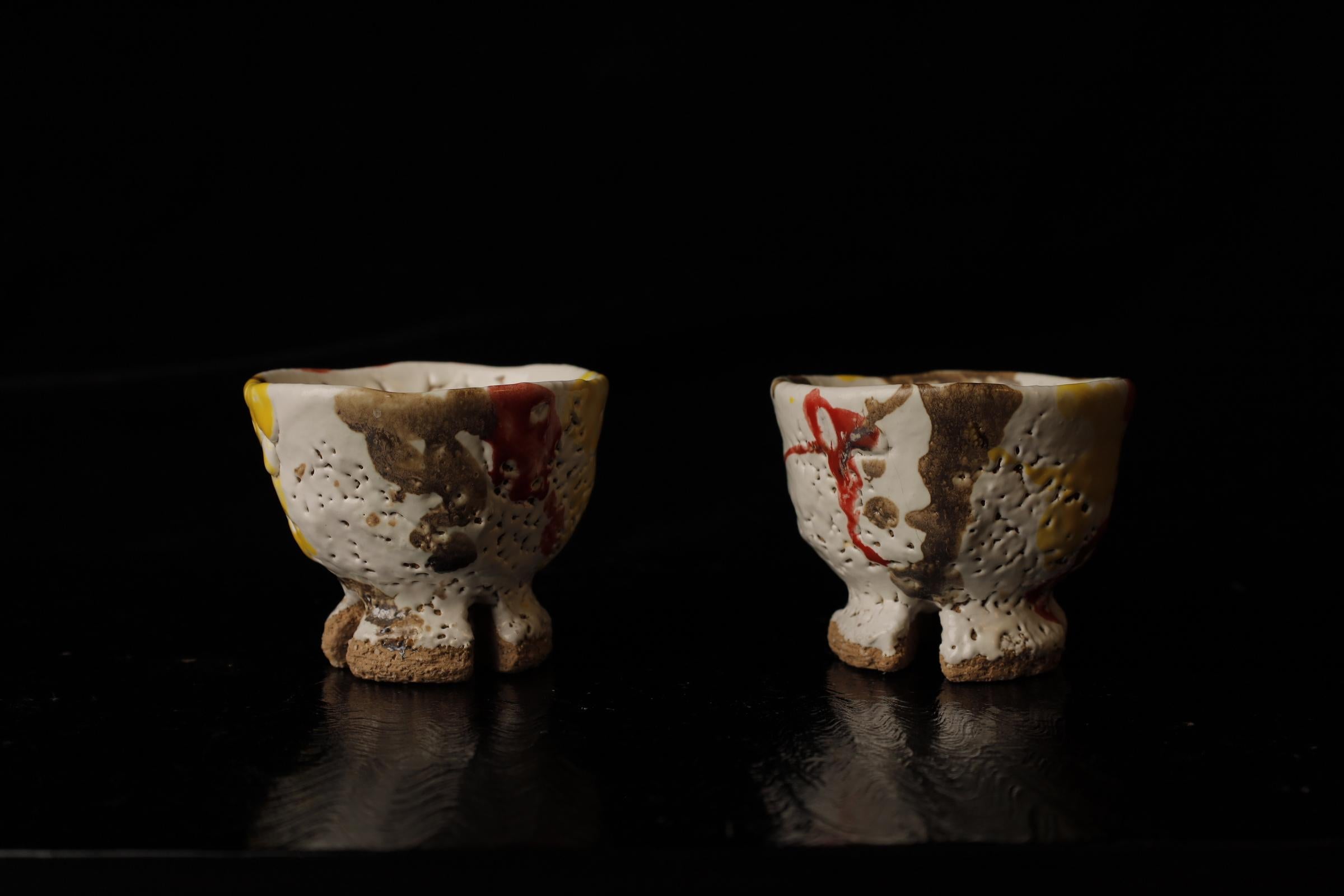 Tazas de té  del famoso artista Seigan Yamane. Cerámica estilo Hagi. Japonés en venta