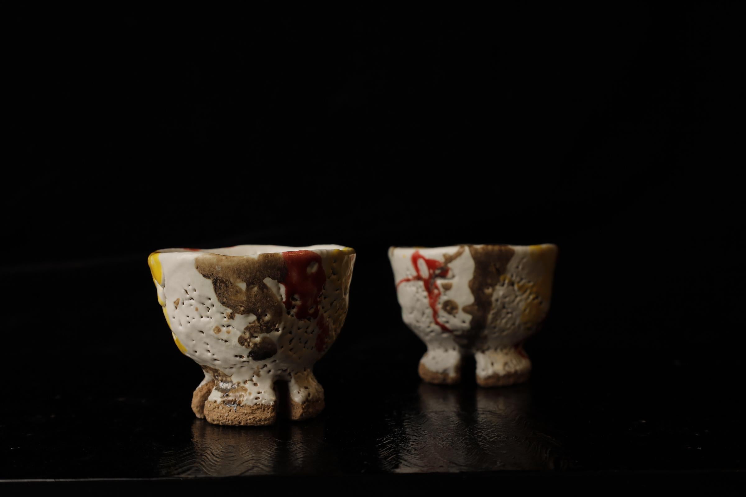 Tazas de té  del famoso artista Seigan Yamane. Cerámica estilo Hagi. Glaseado en venta