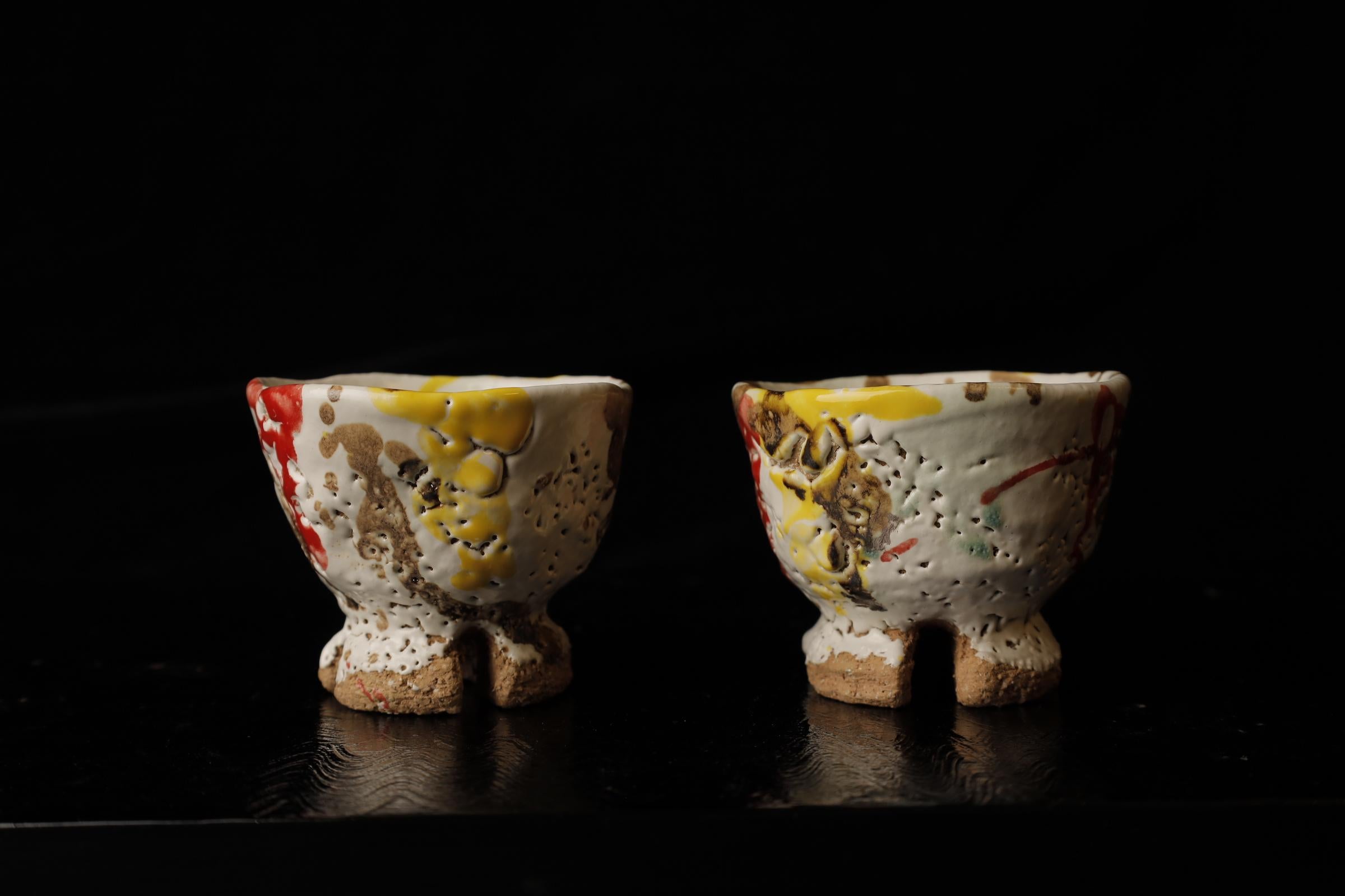 Tazas de té  del famoso artista Seigan Yamane. Cerámica estilo Hagi. Siglo XXI y contemporáneo en venta
