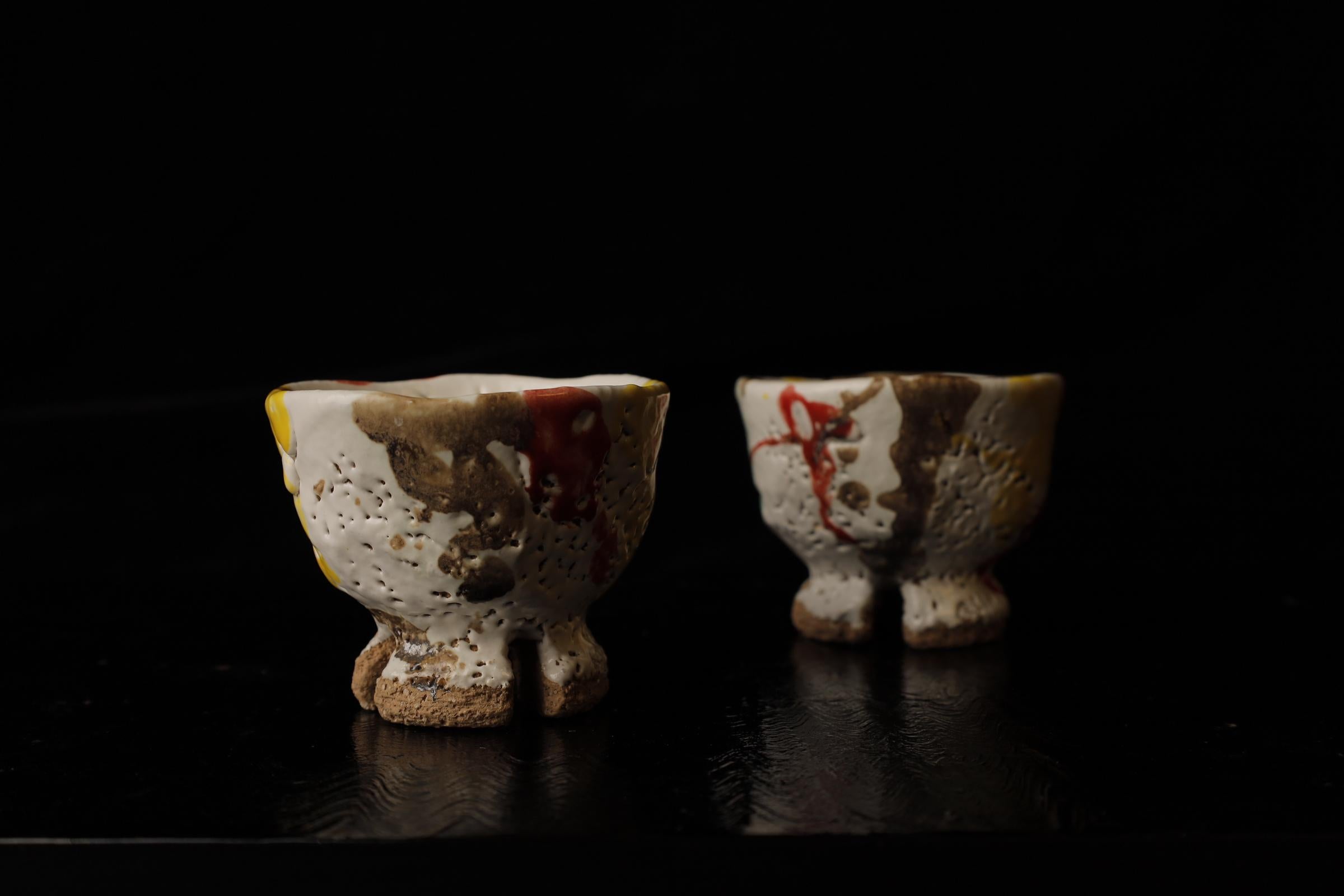 Tazas de té  del famoso artista Seigan Yamane. Cerámica estilo Hagi. en venta 1