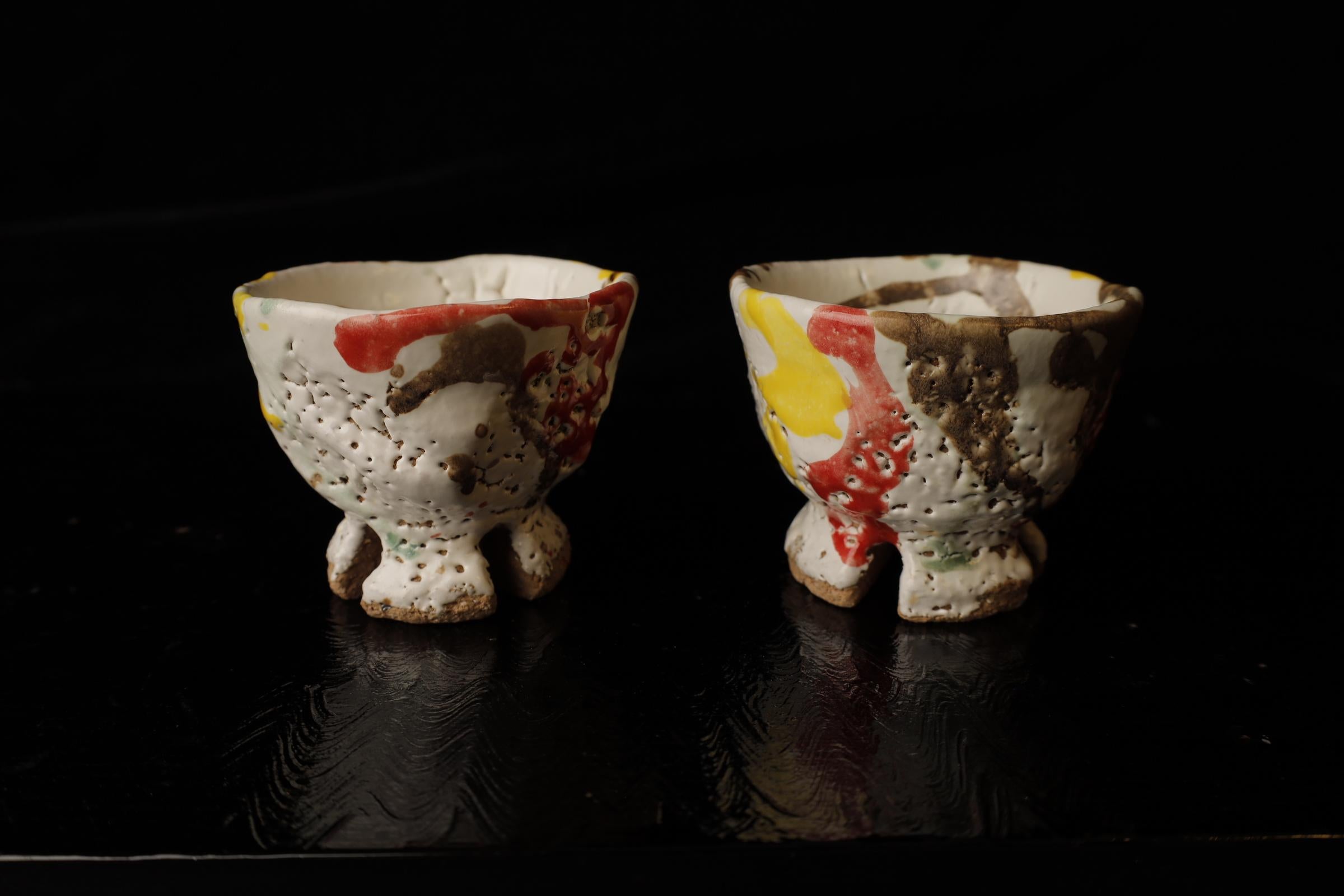 Tazas de té  del famoso artista Seigan Yamane. Cerámica estilo Hagi. en venta 3