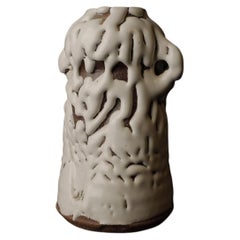 Seigan Yamane Hagi Ware Vase, Hand-Crafted Ceramic, 14cm Diameter