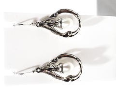 Hagit Gorali HG Israel Sterling Silver Pearl Dangle Earrings