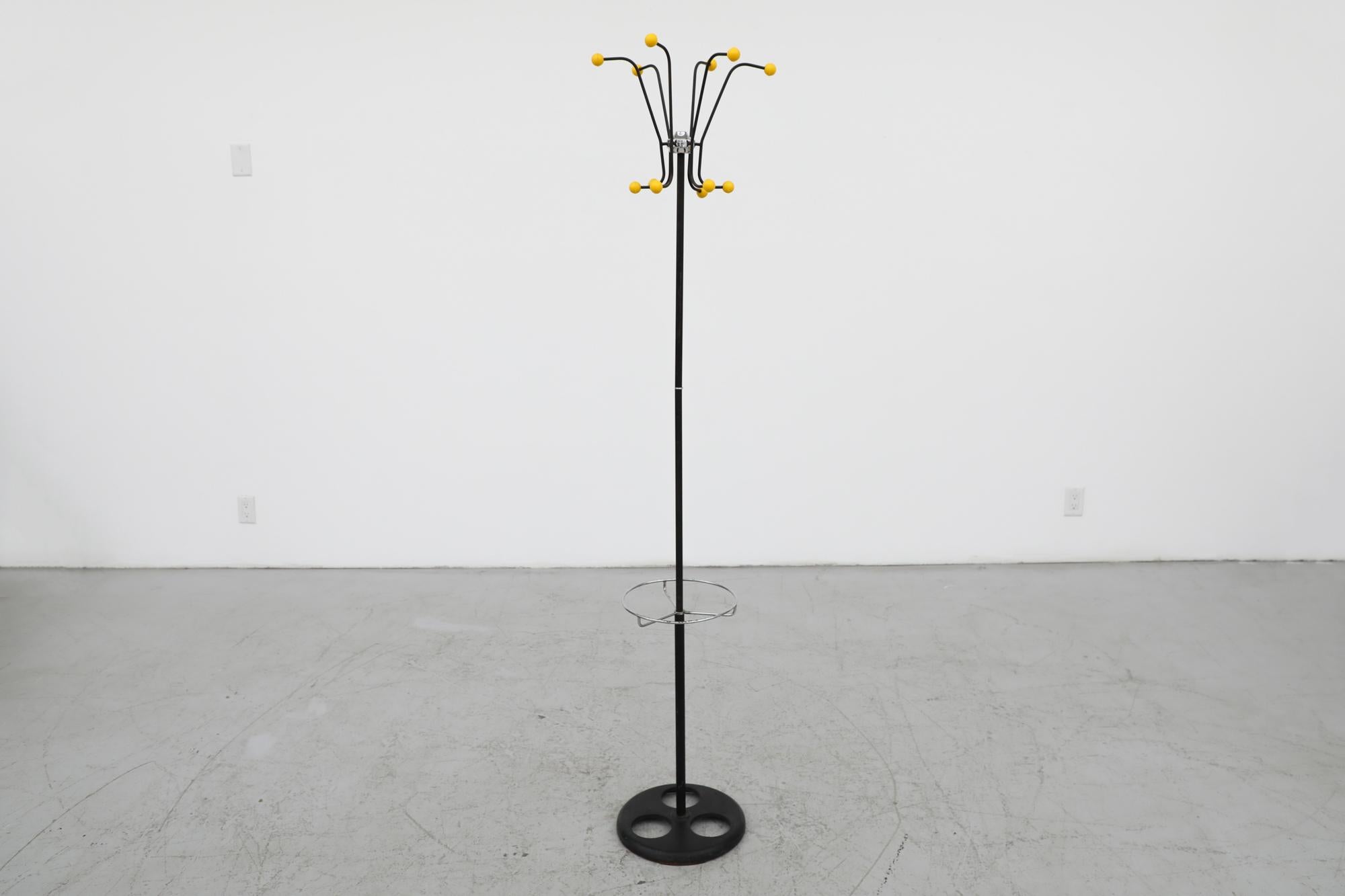 Hago Mid Century  1950's Atomic coat stand with yellow plastic bobbles In Good Condition In Los Angeles, CA