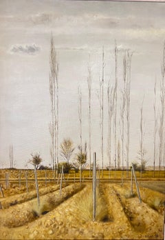 Contemporary landscape, Armenian Village painting, Hagop Hagopian.