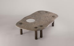 Hagstone Coffee Table, Textured Brass & Rare British Marble by NOVOCASTRIAN