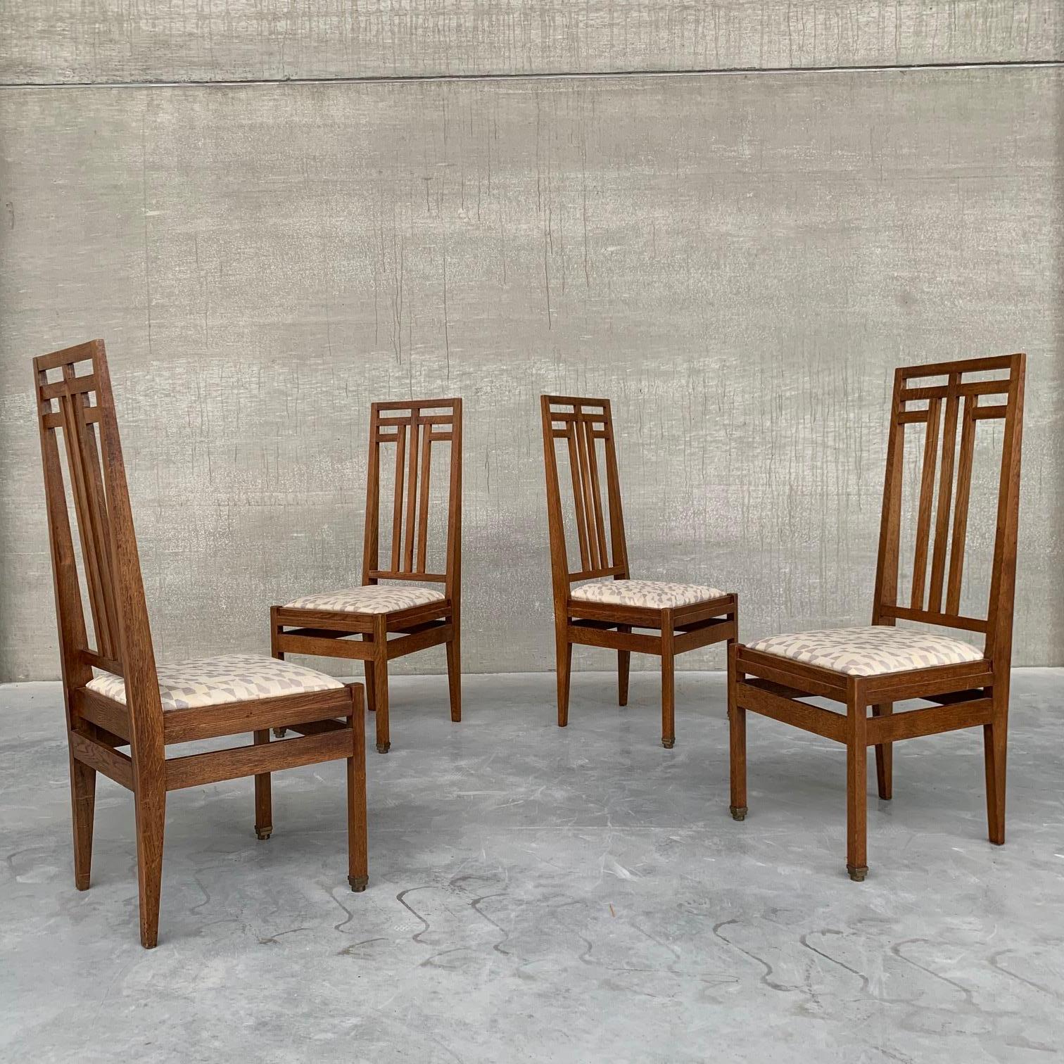 Hague School Art Deco Set of 4 Dining Chairs For Sale 11