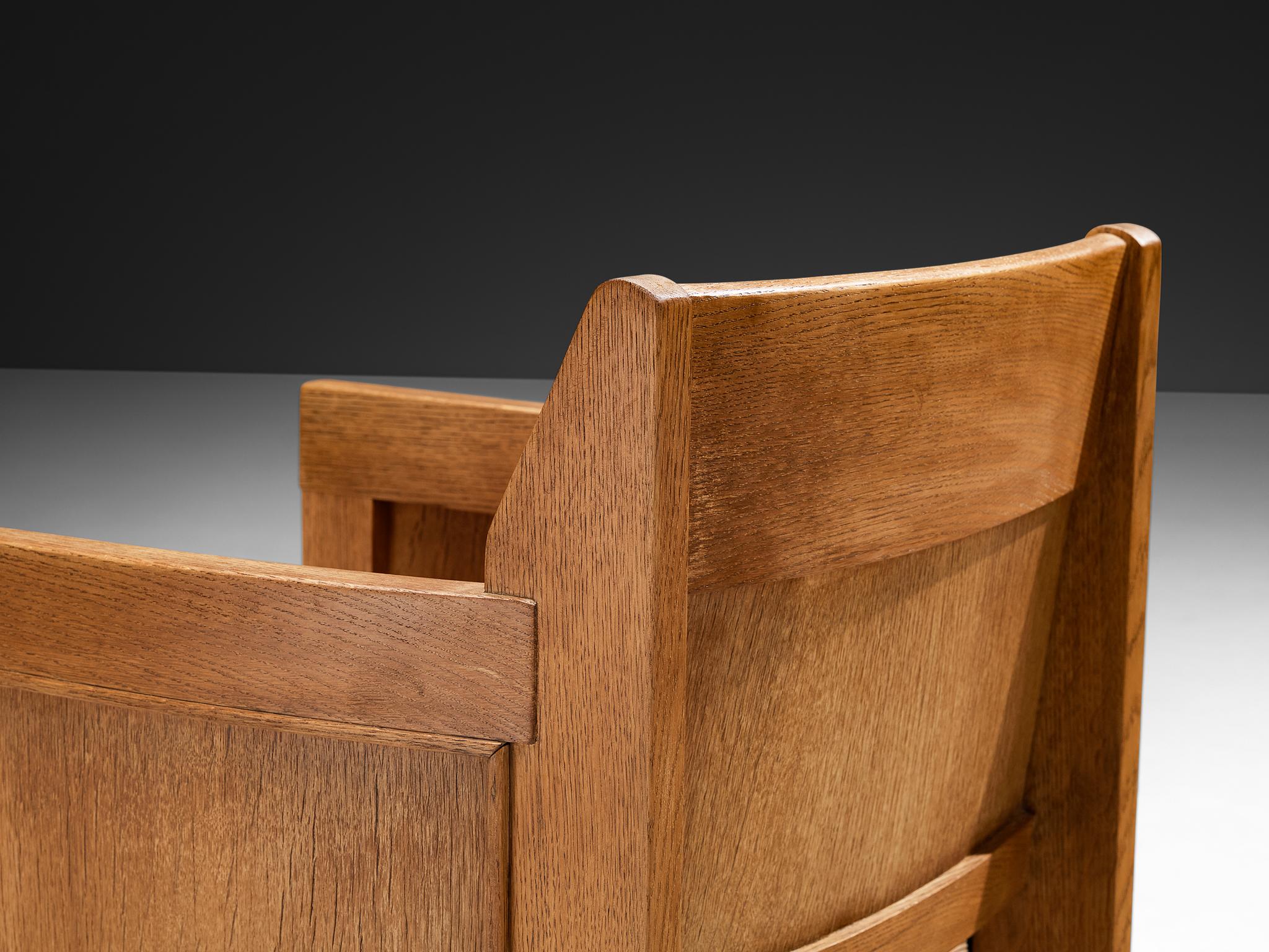 Chaise longue Art déco hollandaise de l'école de La Haye en chêne massif et velours côtelé orange Bon état - En vente à Waalwijk, NL