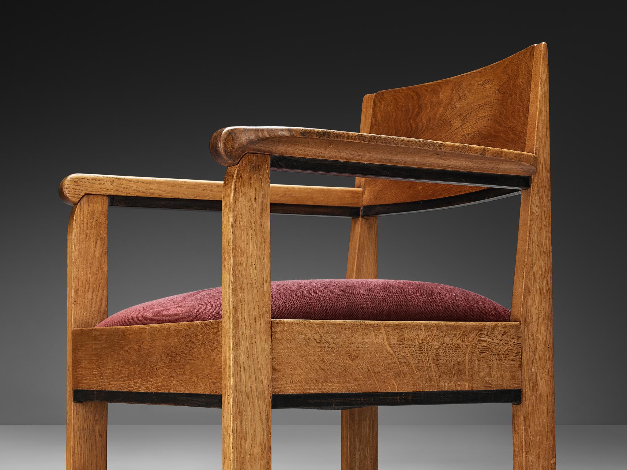 Art Deco Hague School Lounge Chair by H. Fels in Oak For Sale