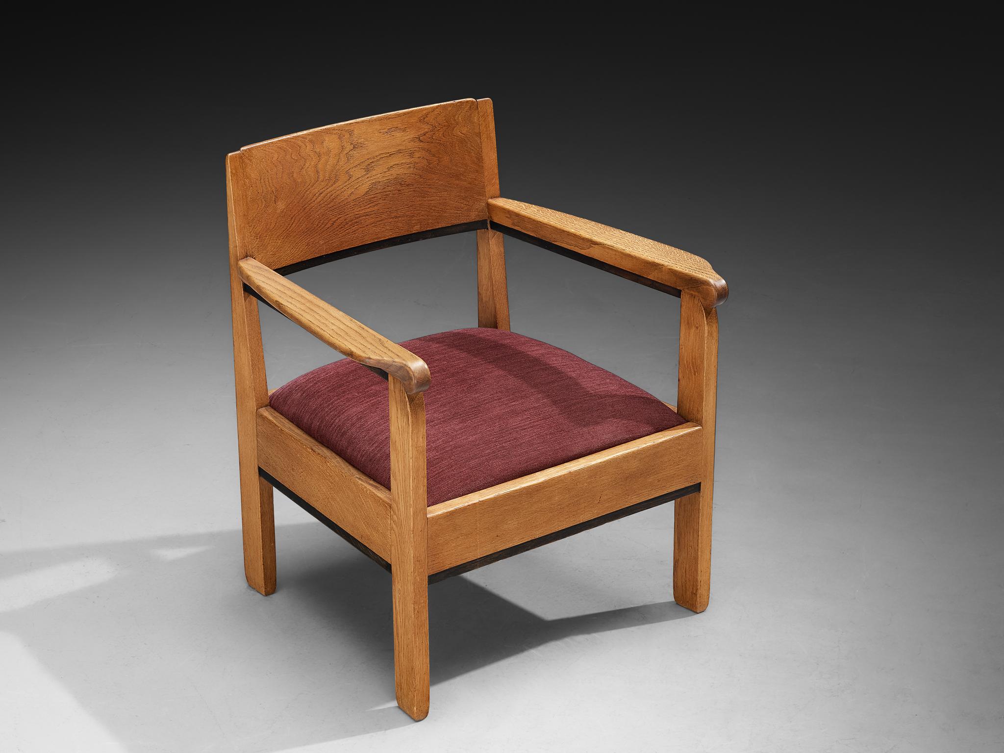 Mid-20th Century Hague School Lounge Chair by H. Fels in Oak For Sale