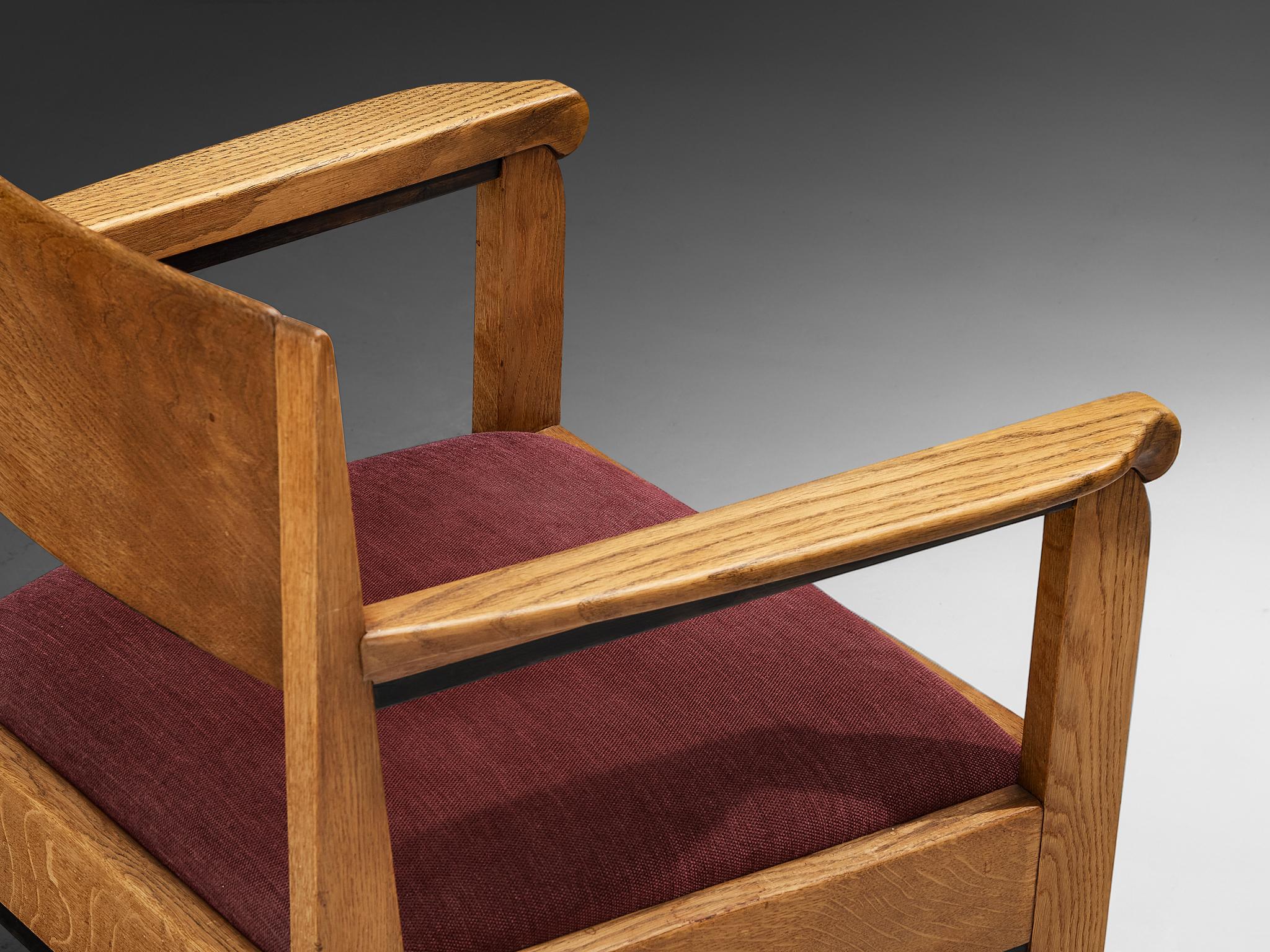 Fabric Hague School Lounge Chair by H. Fels in Oak For Sale