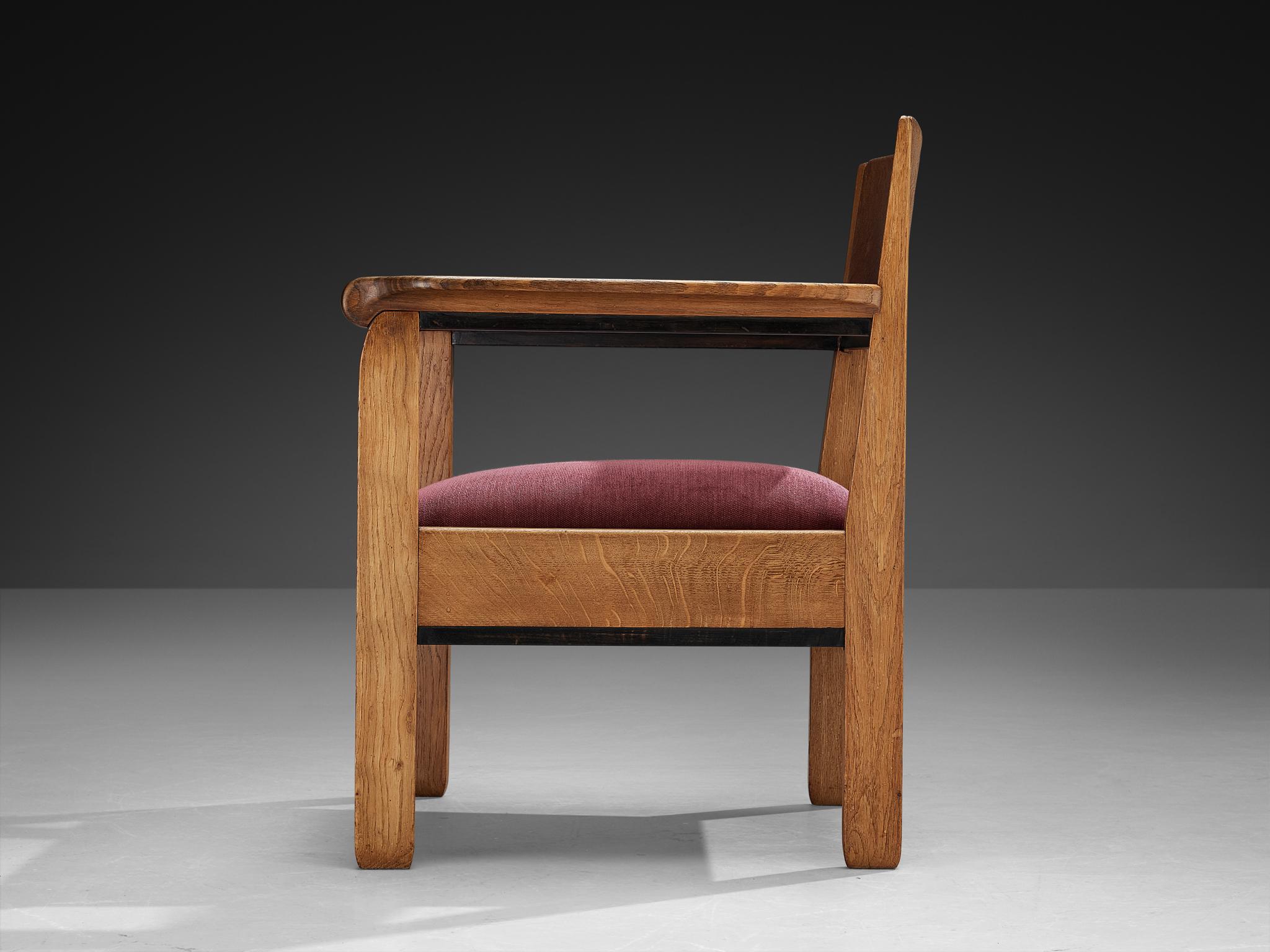 Hague School Lounge Chair by H. Fels in Oak For Sale 1