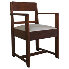 Hague School Oak Armchair, Dutch Design 1920s in the Style of Hendrik Wouda