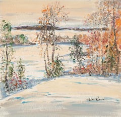 Haibao Chen Contemporary Original Oil On Canvas "Snowy Field"