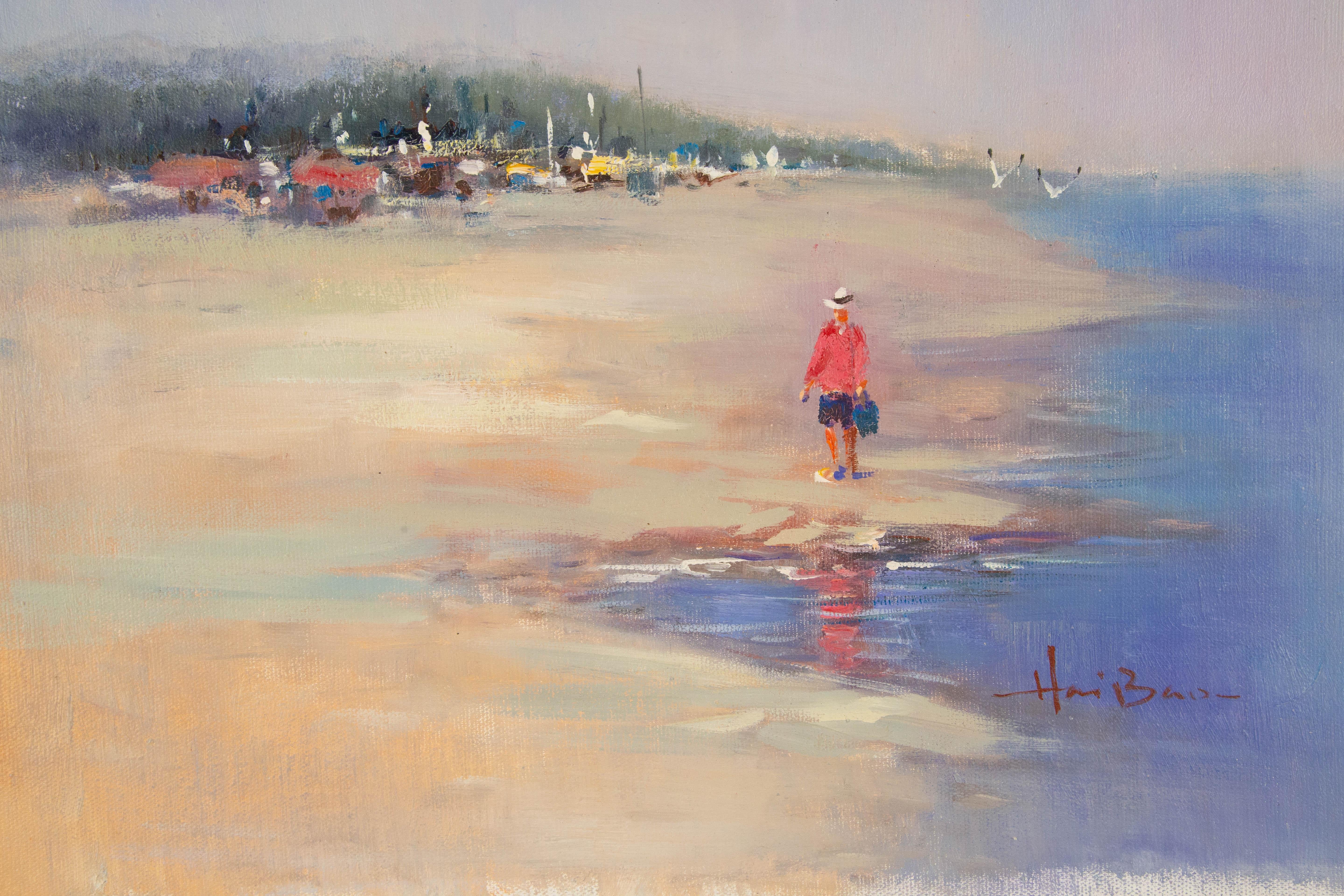 Huile sur toile impressionniste originale de Haibao Chen, pêche en vente 2