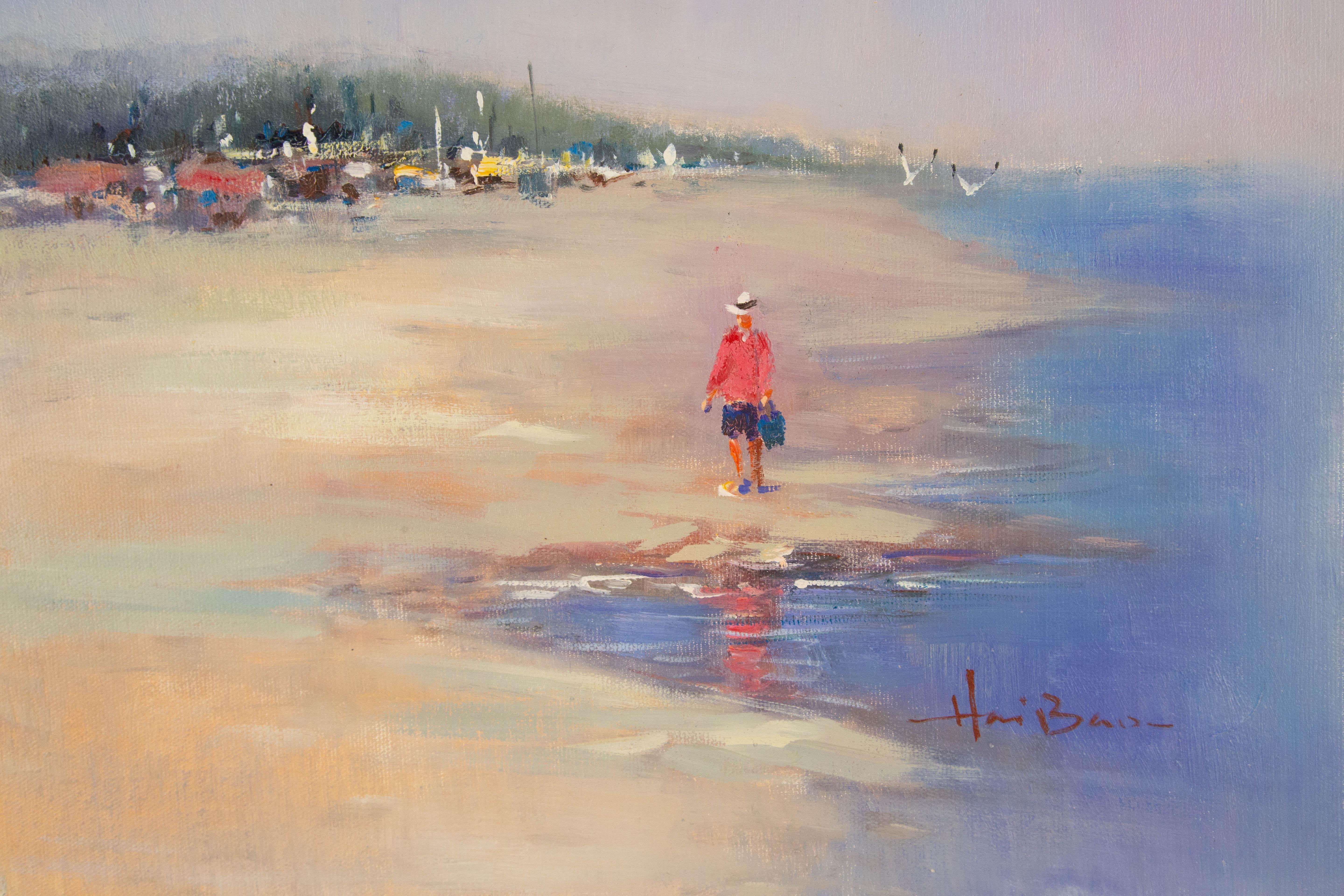Huile sur toile impressionniste originale de Haibao Chen, pêche en vente 4