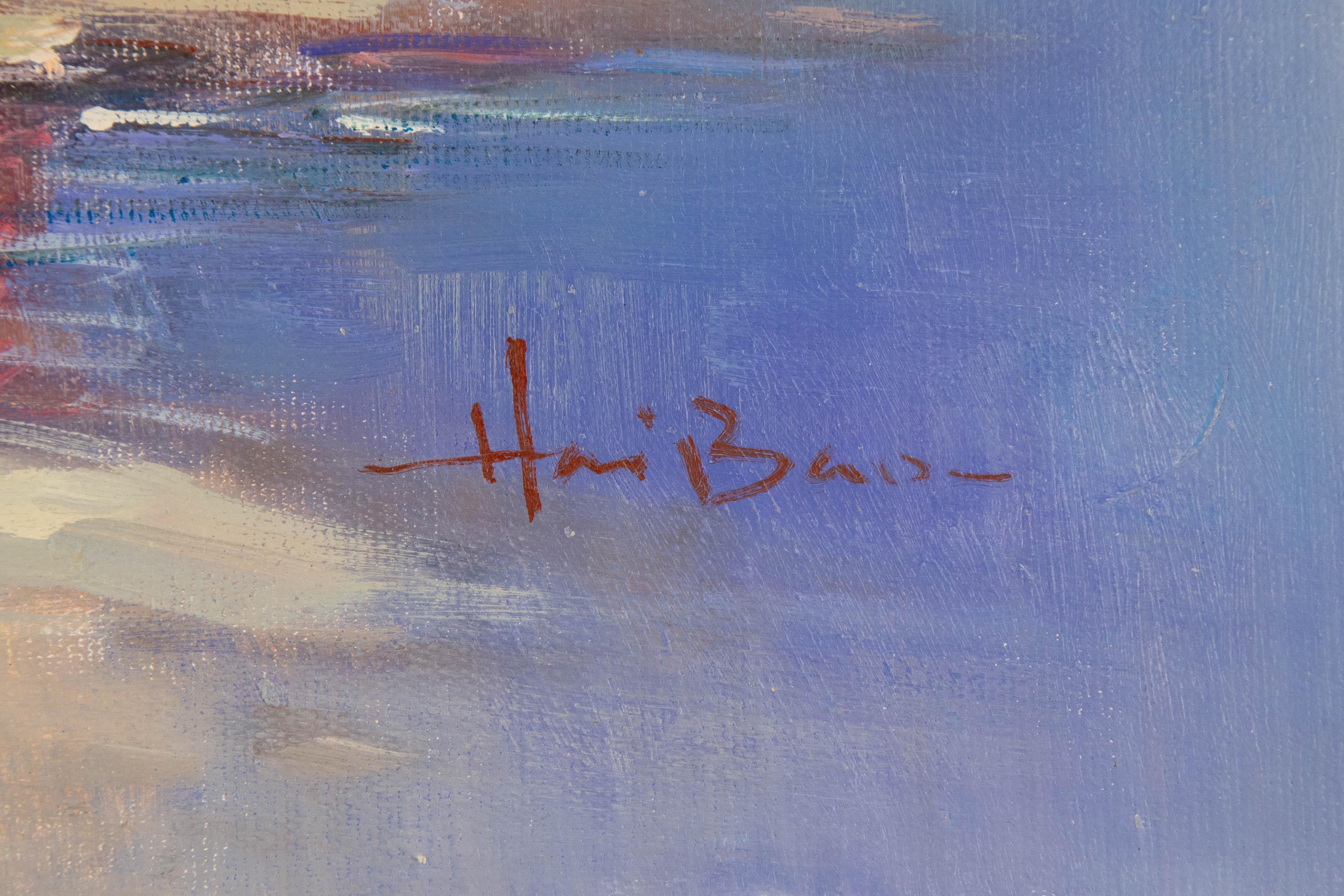 Huile sur toile impressionniste originale de Haibao Chen, pêche en vente 7