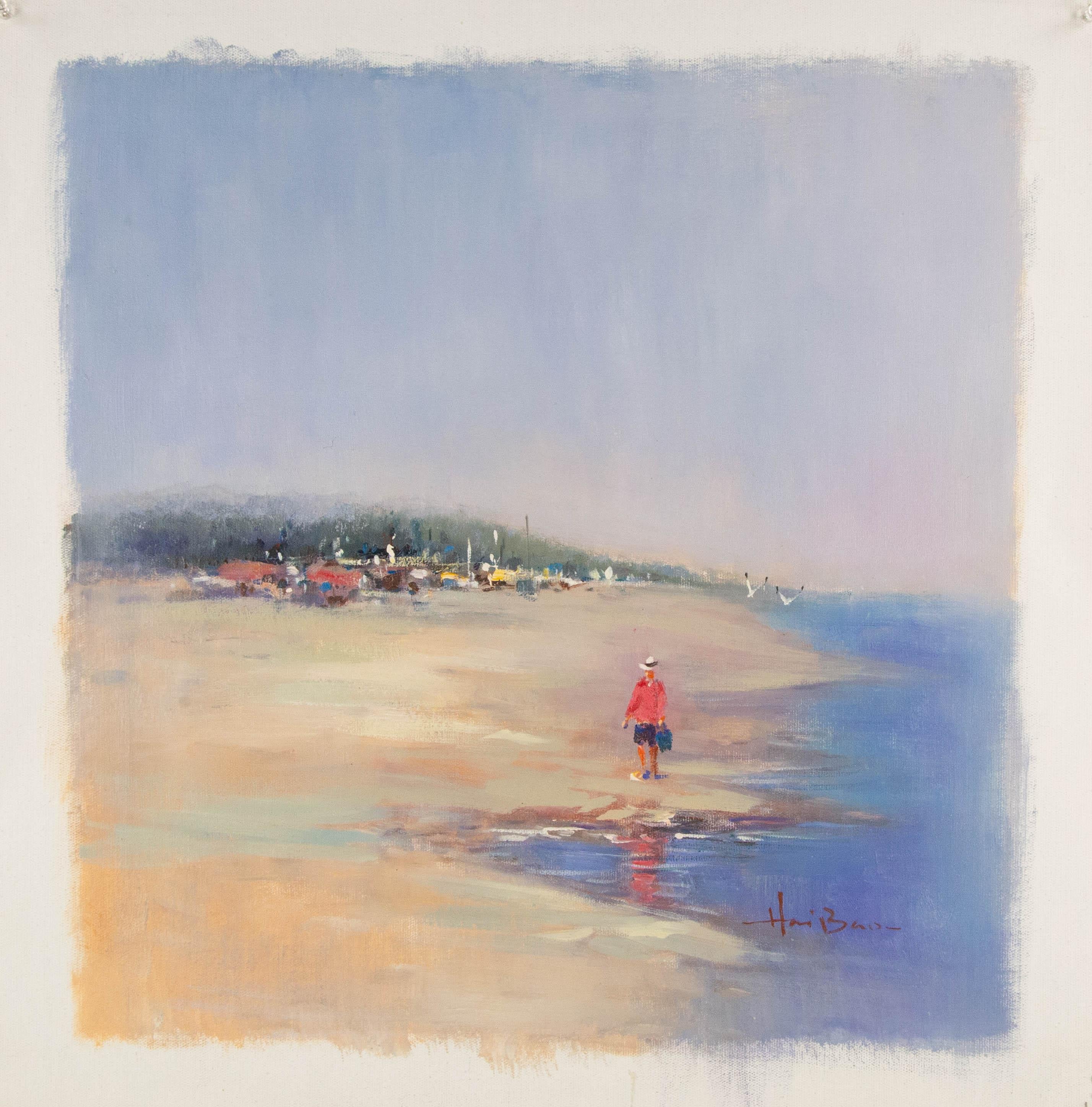 Huile sur toile impressionniste originale de Haibao Chen, pêche en vente 8