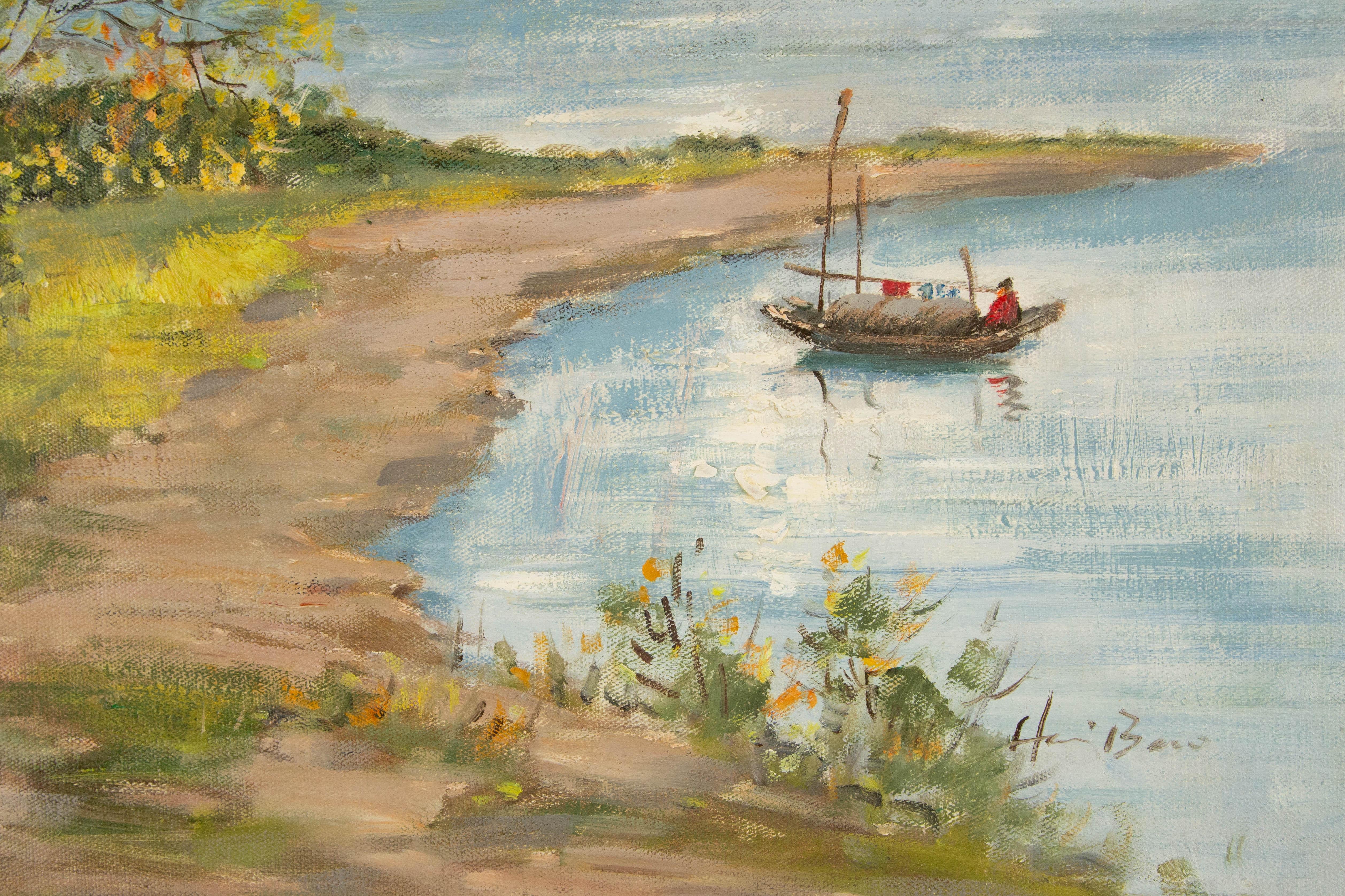 HaiBao Chen Landschaft, Original, Ölgemälde auf Leinwand, „Early Rising I“ im Angebot 1
