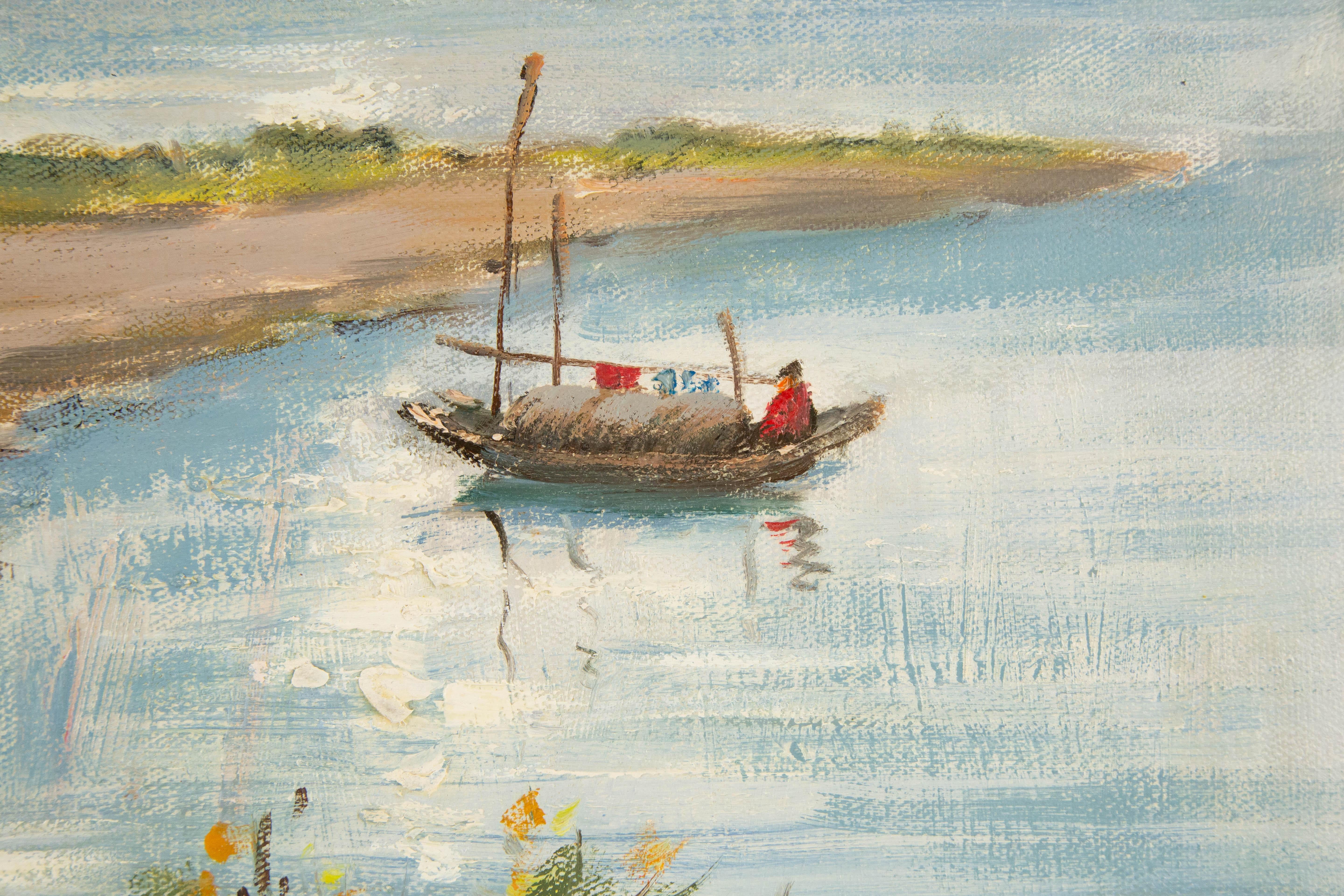 HaiBao Chen Landschaft, Original, Ölgemälde auf Leinwand, „Early Rising I“ im Angebot 3