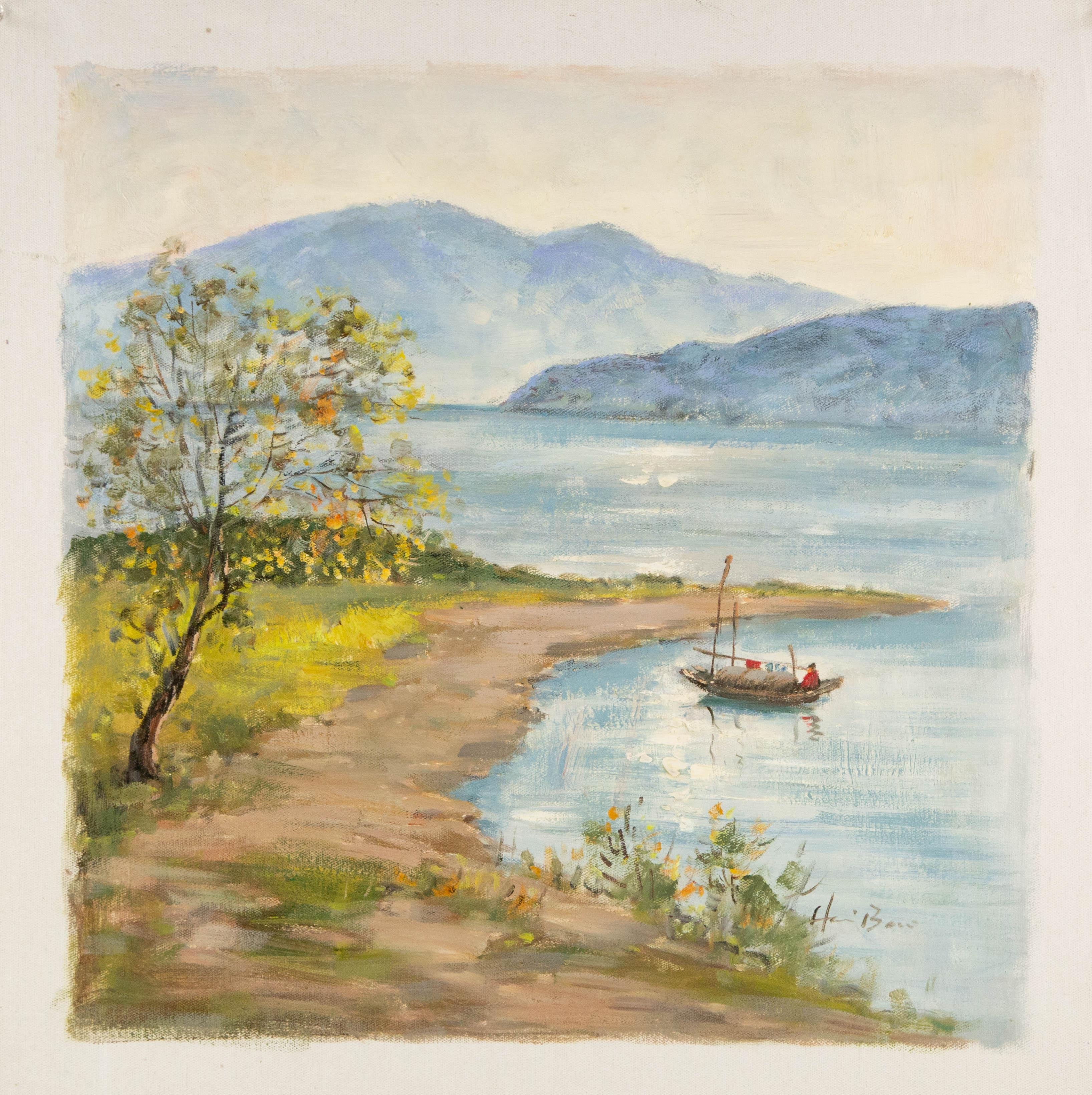 HaiBao Chen Landschaft, Original, Ölgemälde auf Leinwand, „Early Rising I“ im Angebot 5
