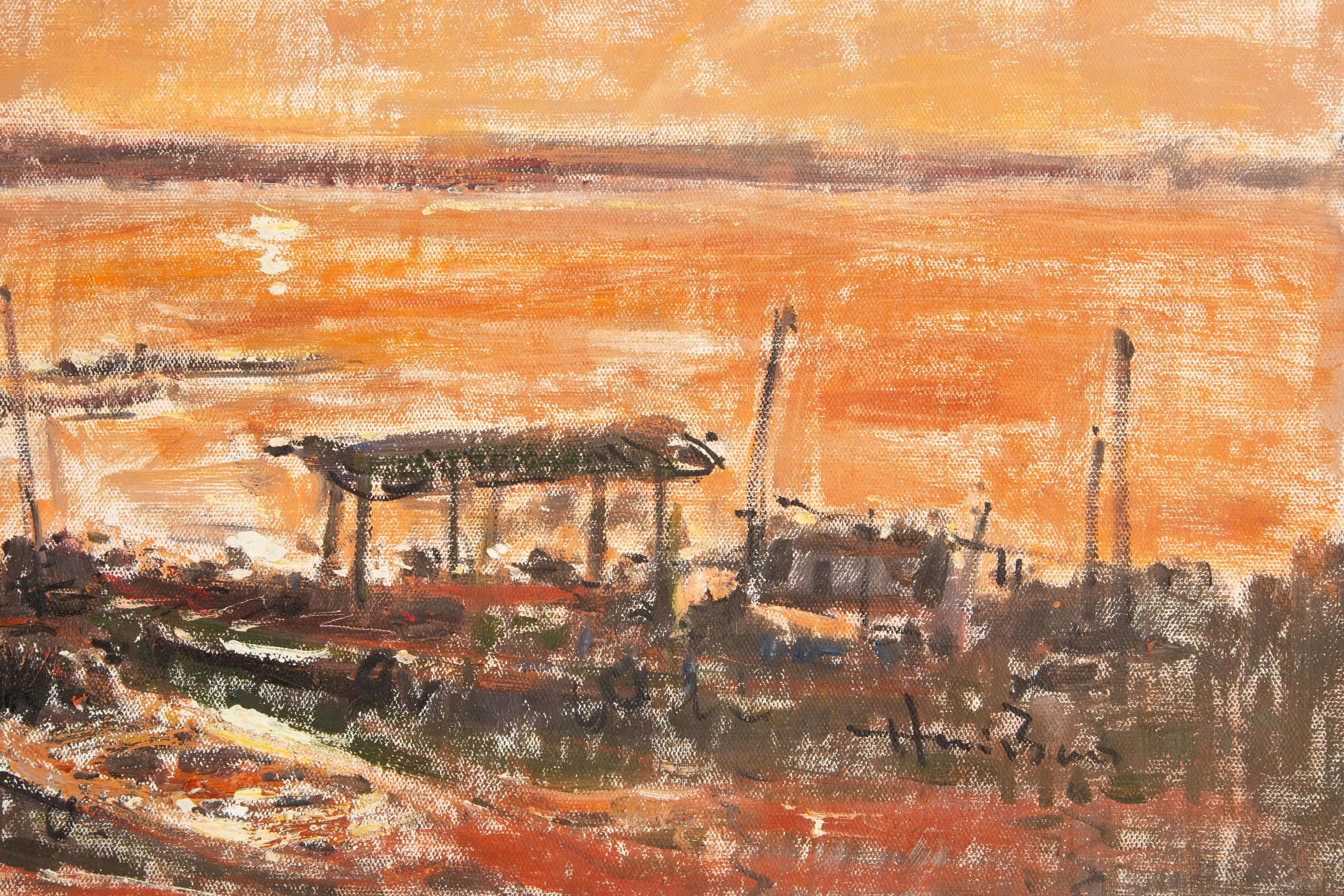 Haibao Chen Waterscape Original Oil On Canvas 