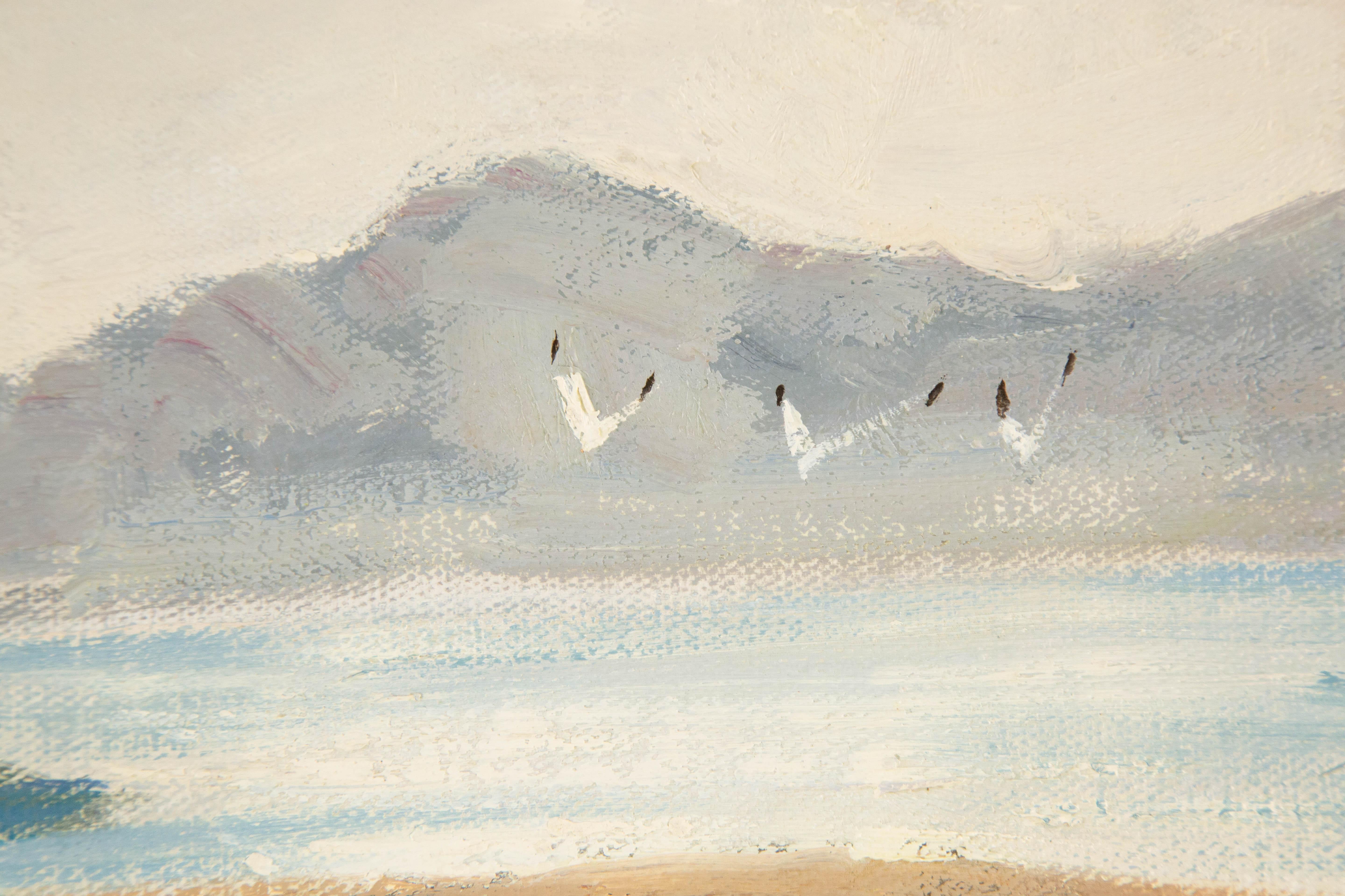 Haibao Chen Aquarell-Aquarelllandschaft Original Öl auf Leinwand „Early Rising II“ im Angebot 5