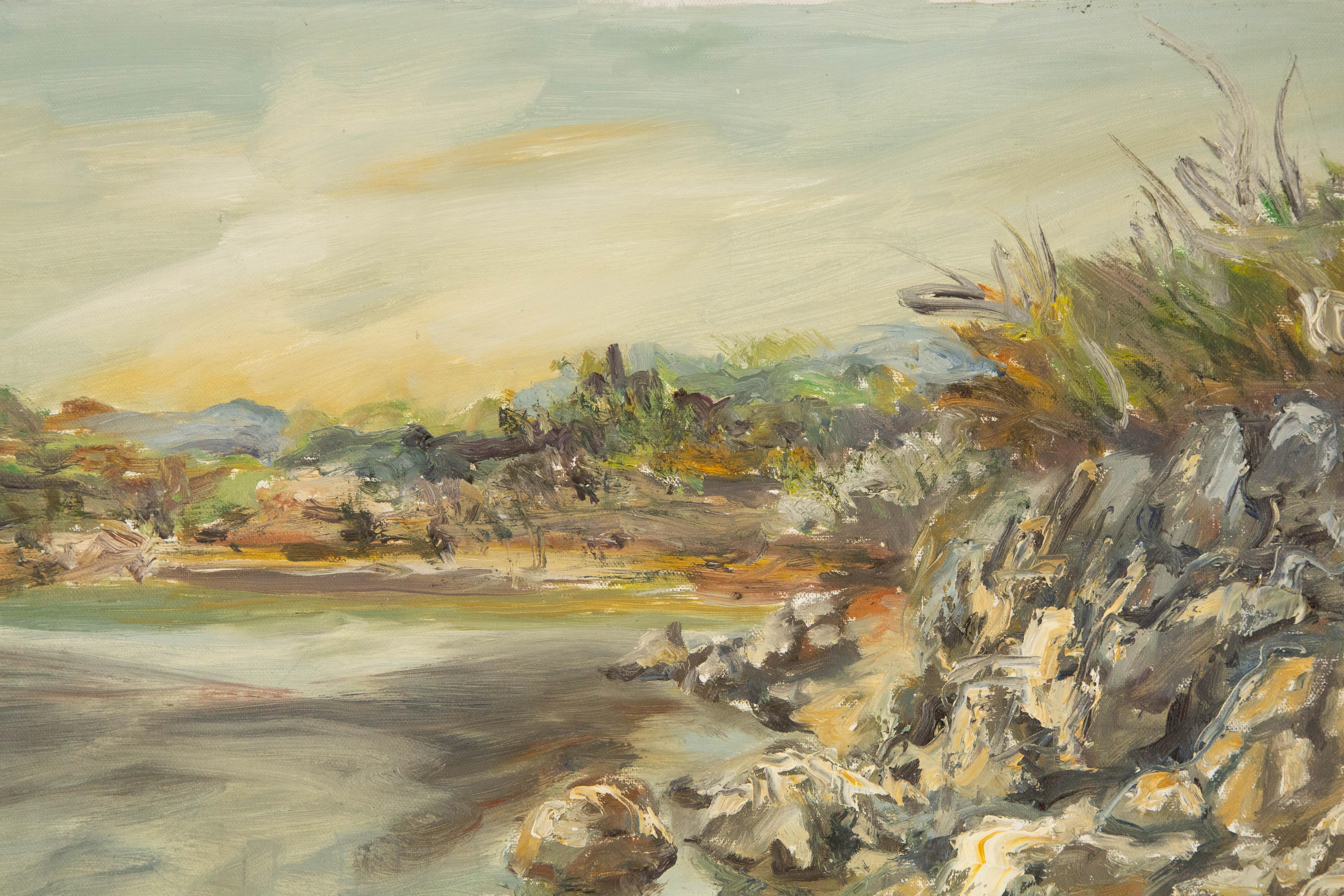 HaiBo Cao  Original Ölgemälde auf Leinwand „ Küstenansicht“ im Angebot 1