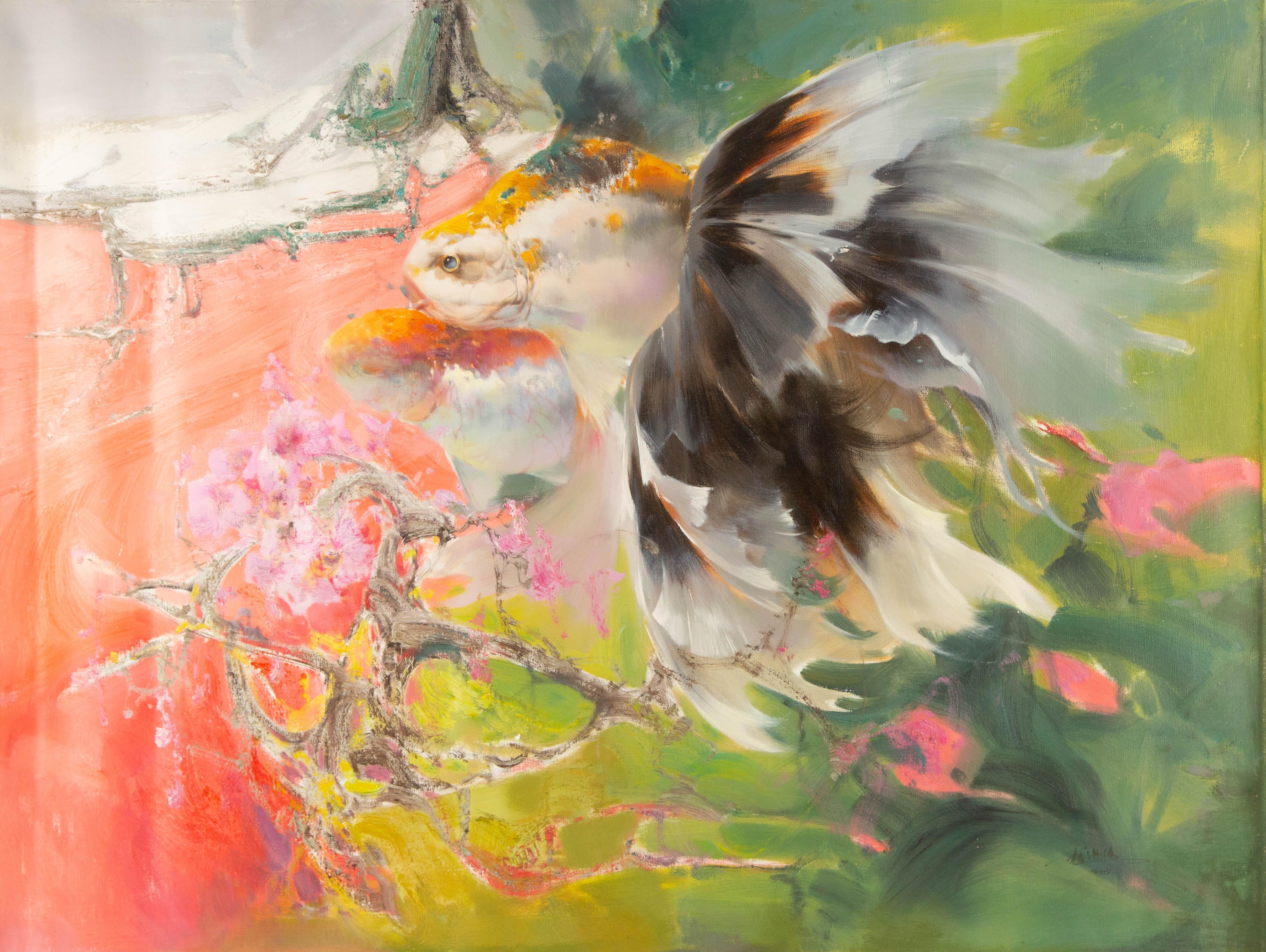 Haibo Lai Impressionist Original Oil On Canvas "Blossom Flight"