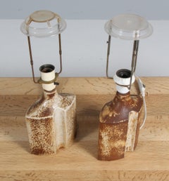 Haico Nitzsche per Danish Soholm coppia di lampade scultoree in gres marrone, anni '70