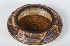 Haico Nitzsche für Danish Soholm, Skulpturale Schale aus braunem Steingut, 1970er Jahre