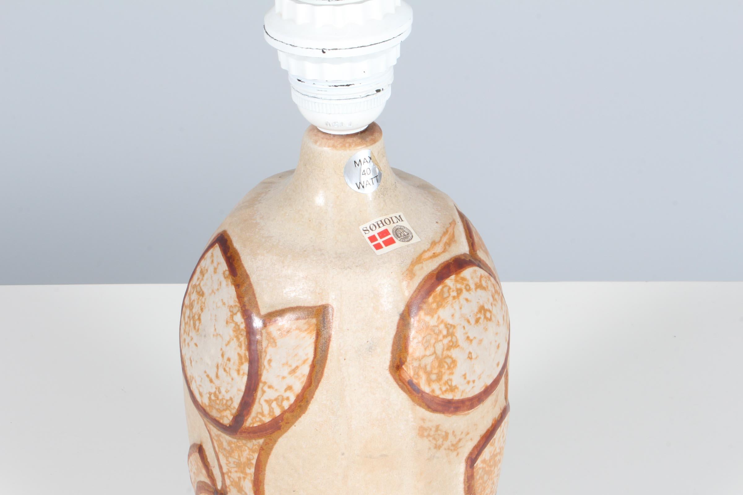 Glazed Haico Nitzsche for Danish Soholm Sculptural Brown Stoneware Lamp, 1970s For Sale