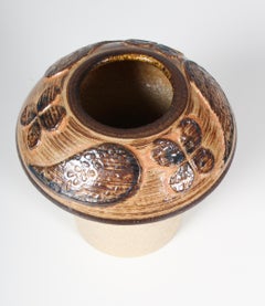 Haico Nitzsche für Danish Soholm Skulpturale Vase aus braunem Steingut, 1970er Jahre