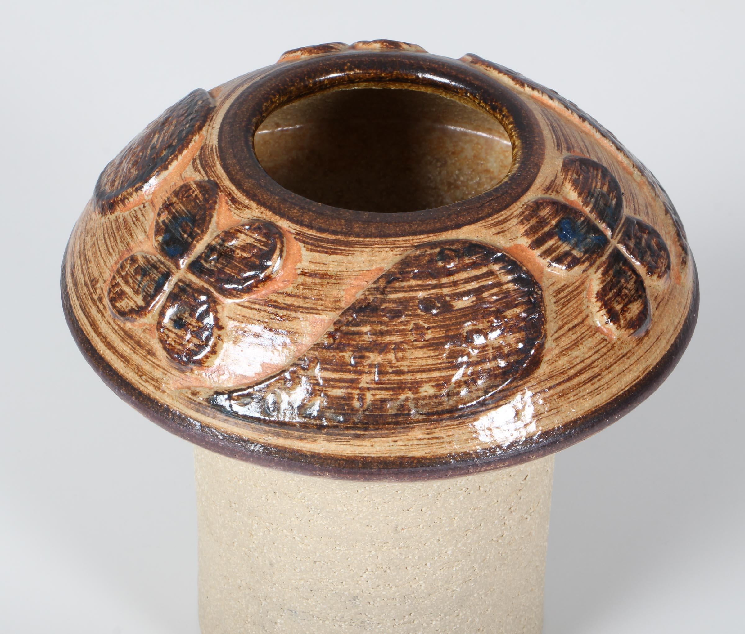 Glazed Haico Nitzsche for Danish Soholm Sculptural Brown Stoneware Vase, 1970s For Sale