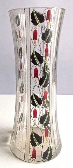 Haida Secessionist Wiener Werkstatte Hand-Painted Glass Vase