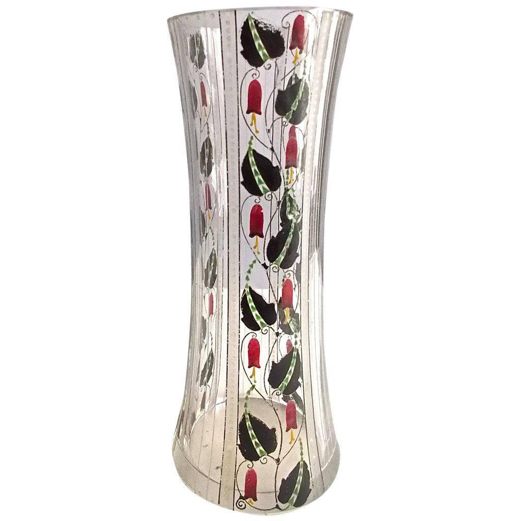 Haida Secessionist Wiener Werkstatte Hand-Painted Glass Vase For Sale