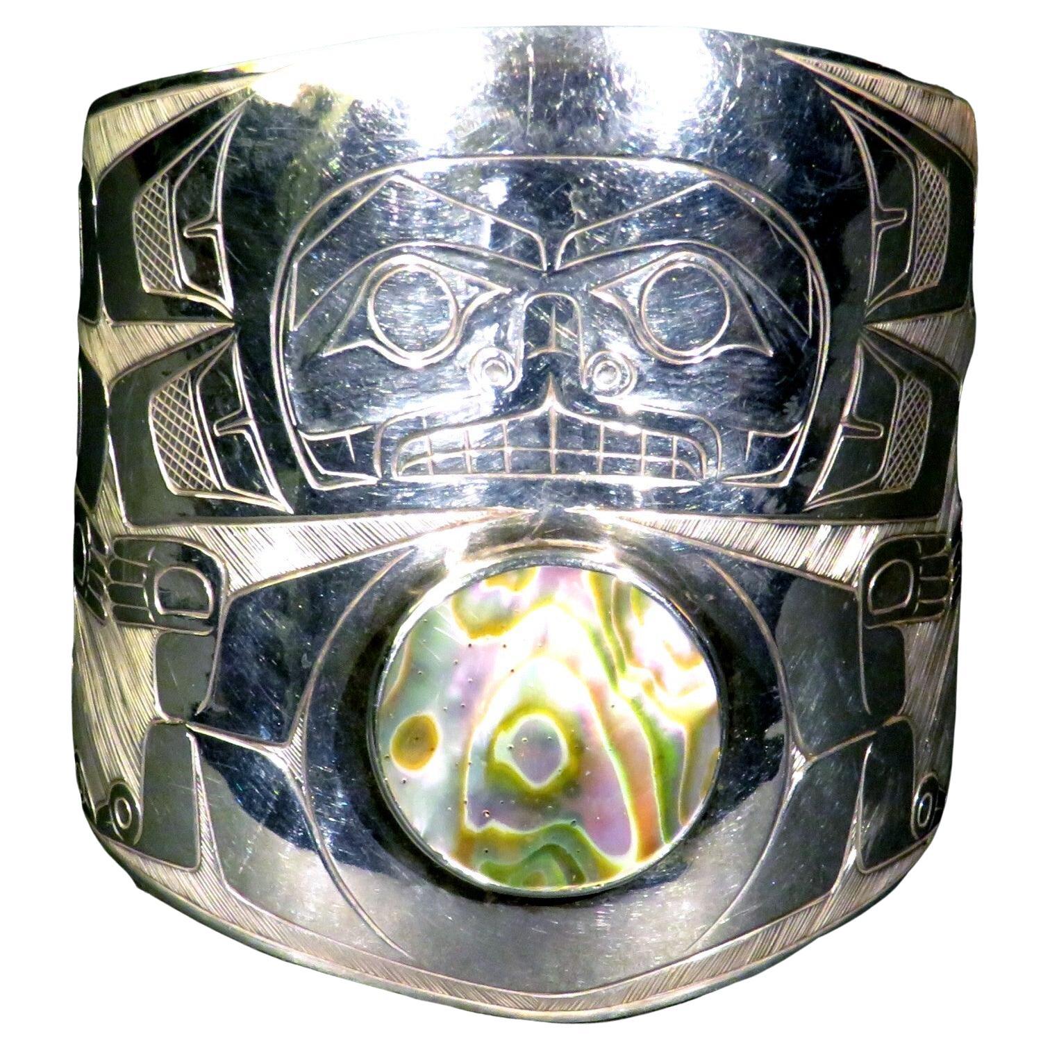 Haida Sterling Silver Cuff Bracelet by Ron A. Sebastian 'Gitksan People', Canada