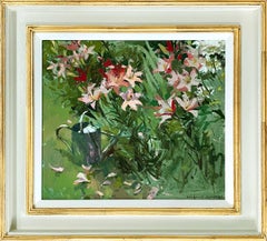 Pink Lillies and Watering Can